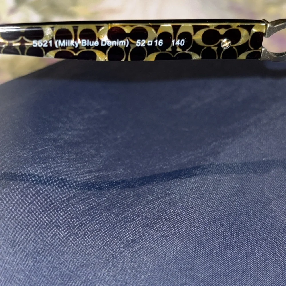 Coach Light Blue Crystal Cat-Eye Glasses with Tortoiseshell Temples